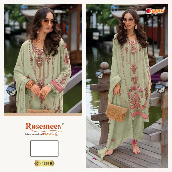 C 1935 Rosemeen By Fepic Organza Embroidery Pakistani Suits Suppliers In India